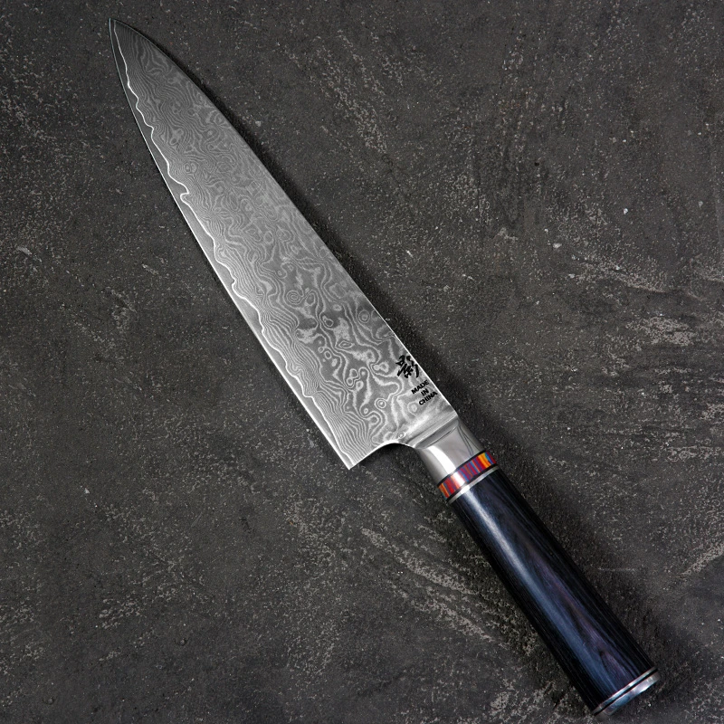 《影》雨滴纹黑彩木树脂手柄主厨10cr15mov硬度60±62HRC家用水果刀
