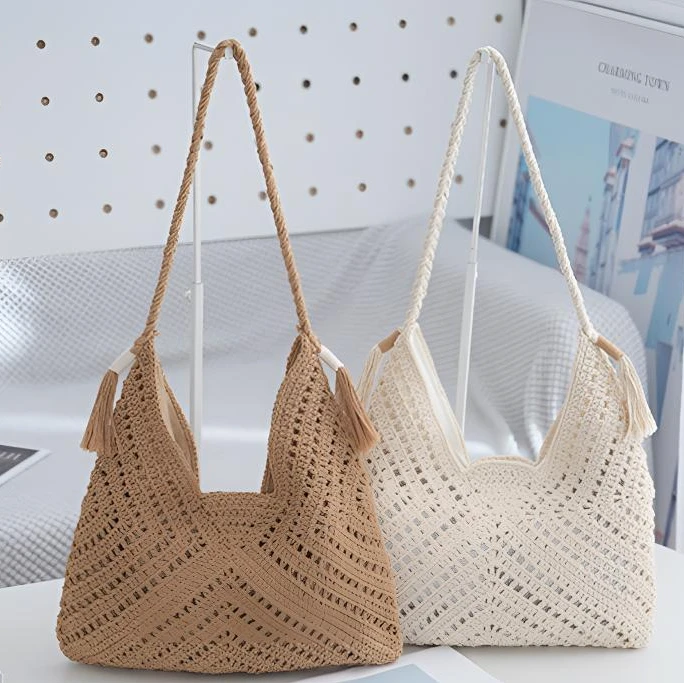 [遇见]升级款带内衬棉绳编织托特/百搭通勤风/随性风单肩编织包