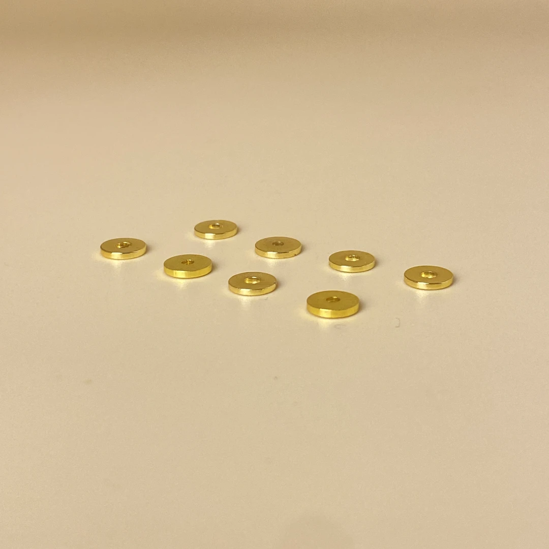 黄铜隔片平面素面黄金色文玩隔片0.6mm左右diy贴片穿珠配饰（8片）