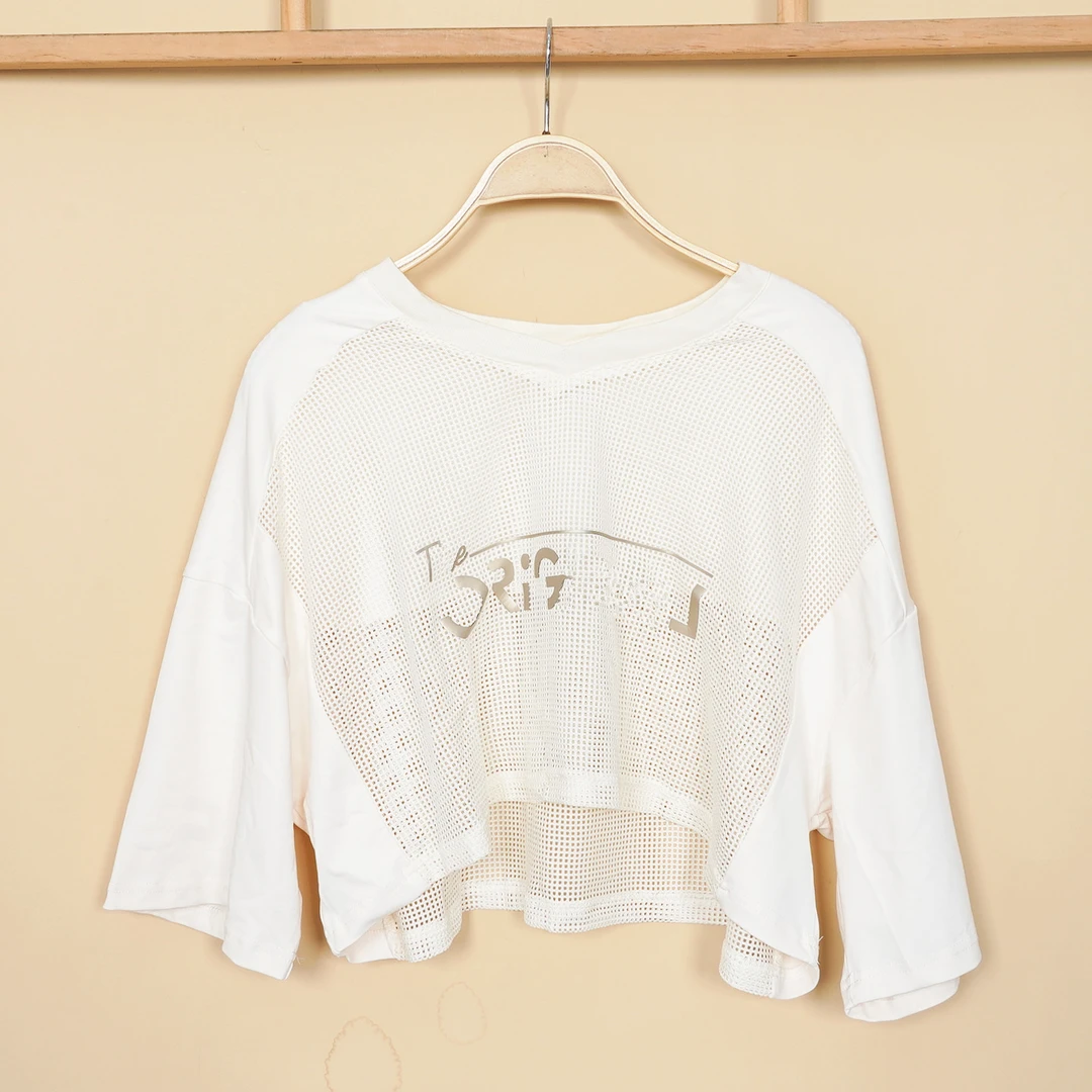 运动T恤短款显腿长前后网孔设计透气吸湿速干夏季镂空短T恤K300