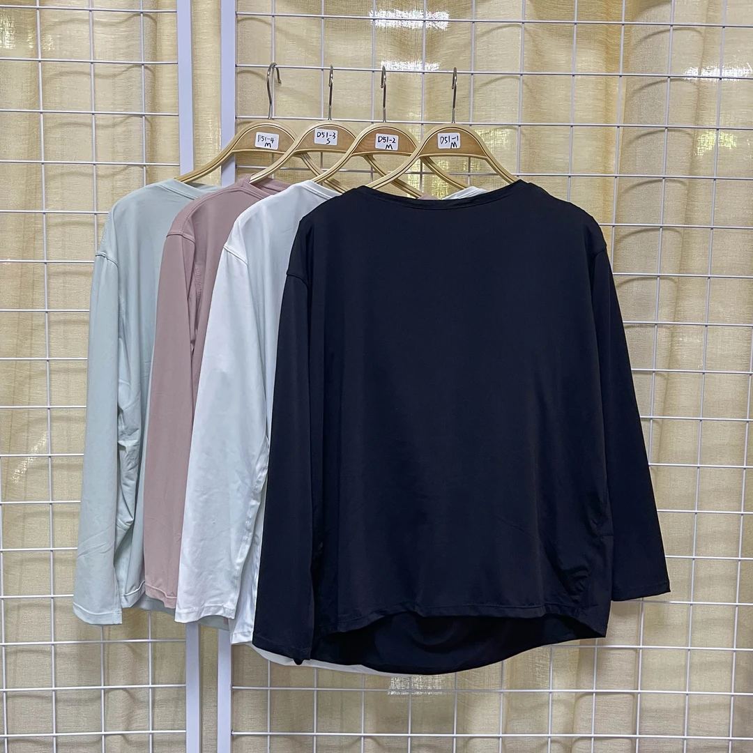 瑕疵链接女士运动休闲T恤长袖圆领宽松速干透气吸湿简约百搭上D51