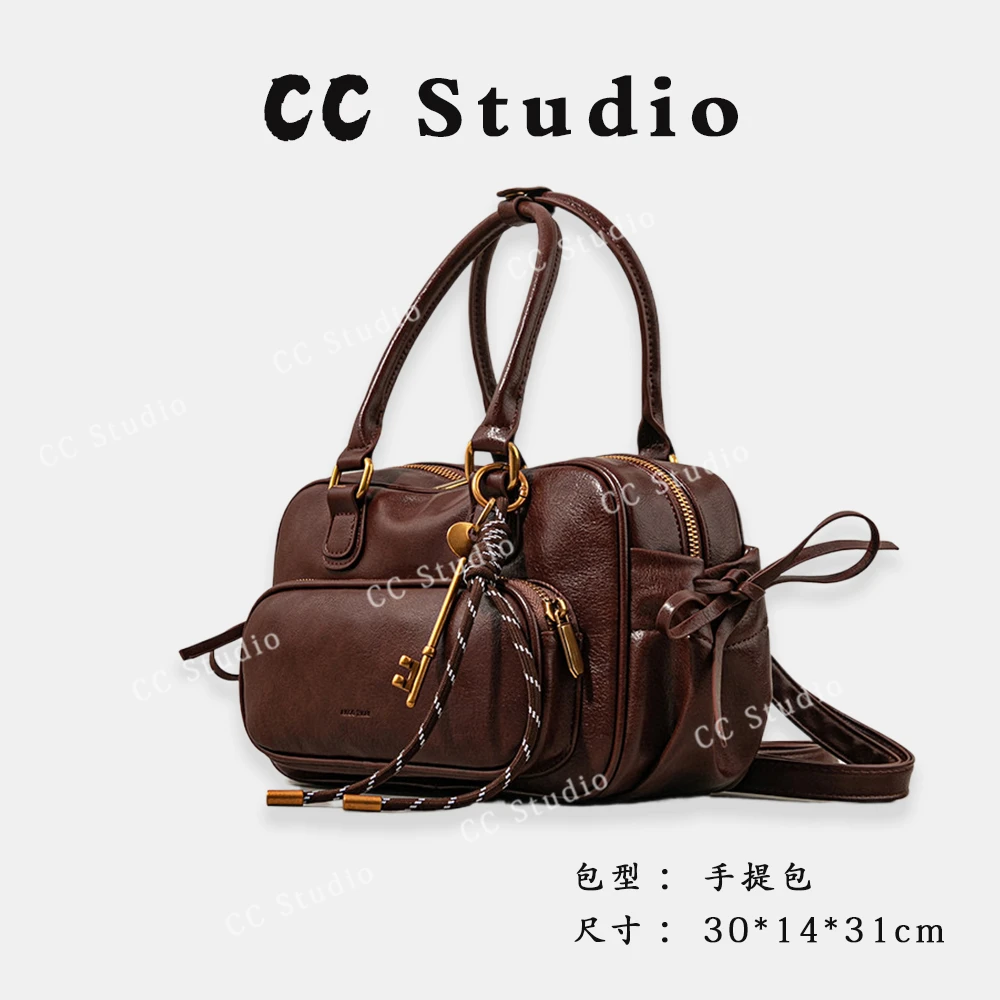 【尚恩CC】SK-62660-焦糖棕-轻奢时尚简约百搭女士新款手提斜跨包