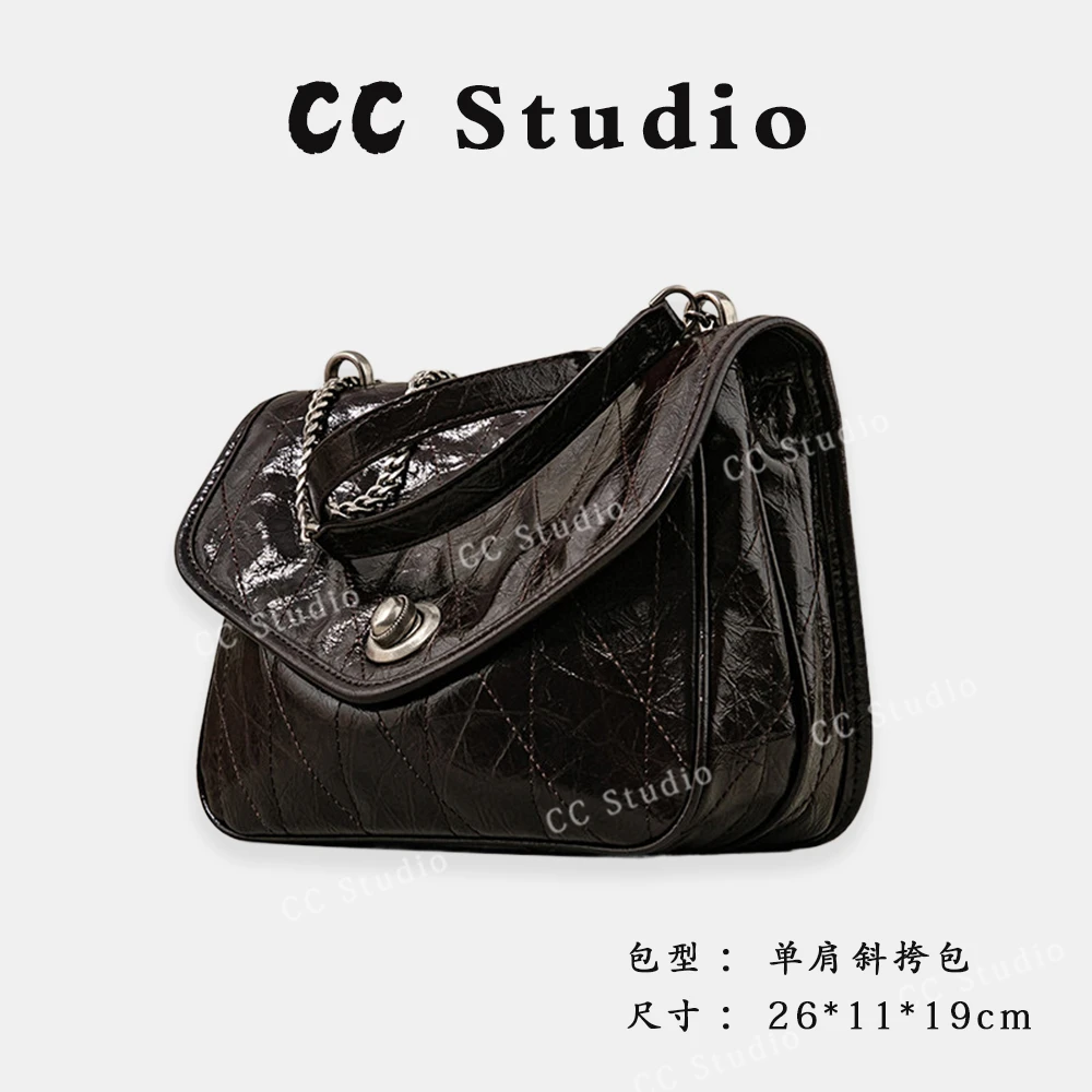 【尚恩CC】SK-92331-黑糖咖啡-轻奢简约百搭女士新款单肩斜跨包