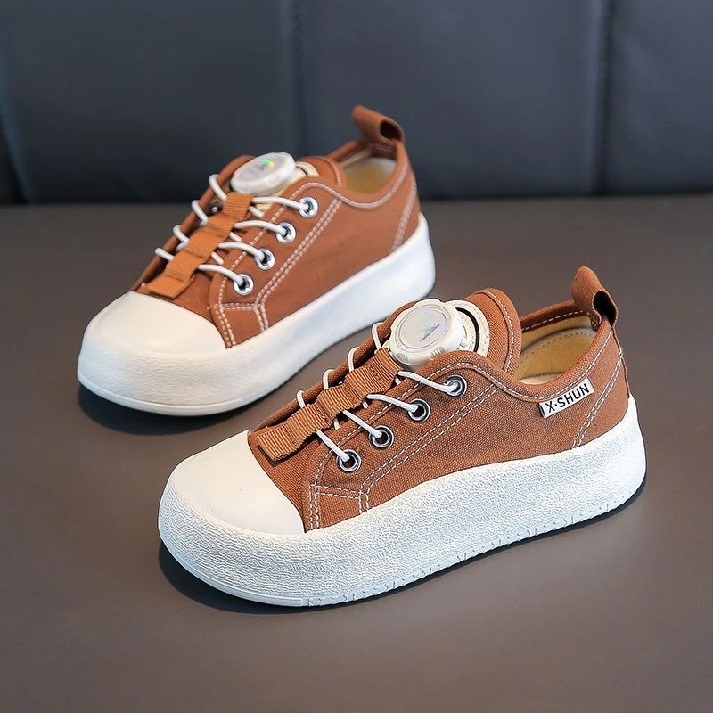 童鞋儿童男童女童帆布鞋休闲鞋百搭ins低帮春秋季新款纽扣鞋板鞋