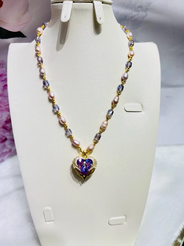 铜合金项链 项链吊坠时尚紫色手工饰品珠宝精美百搭