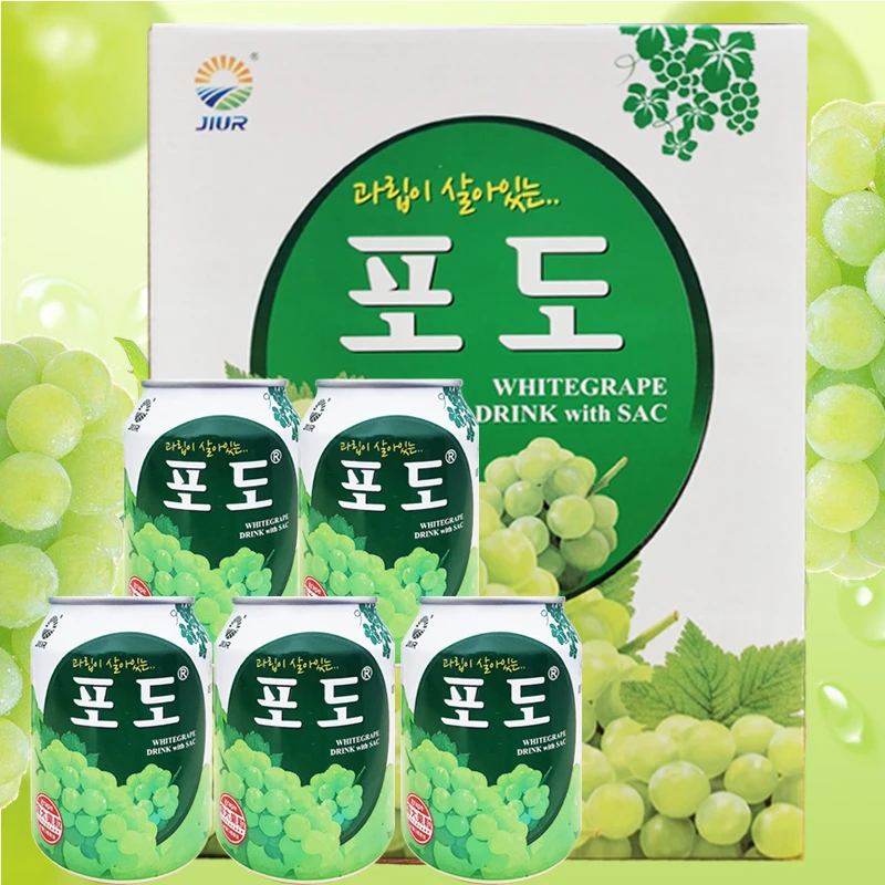 韩国进口 九日果肉果汁饮料葡萄汁果粒饮料清爽营养易拉罐装