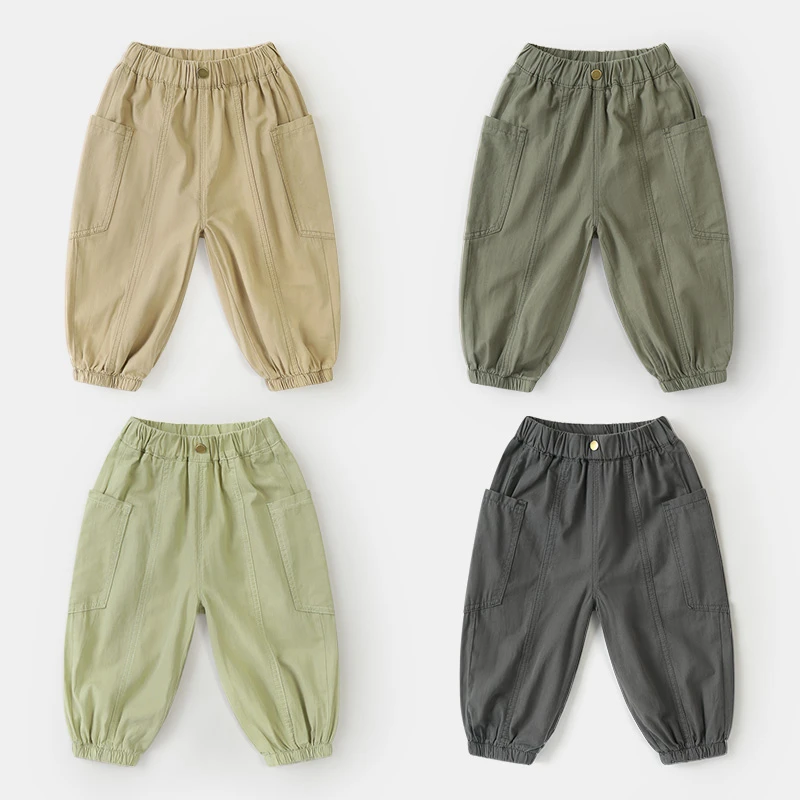 洋气潮男童纯棉防蚊裤长裤子夏季童装小童儿童宝宝空调裤薄U14796