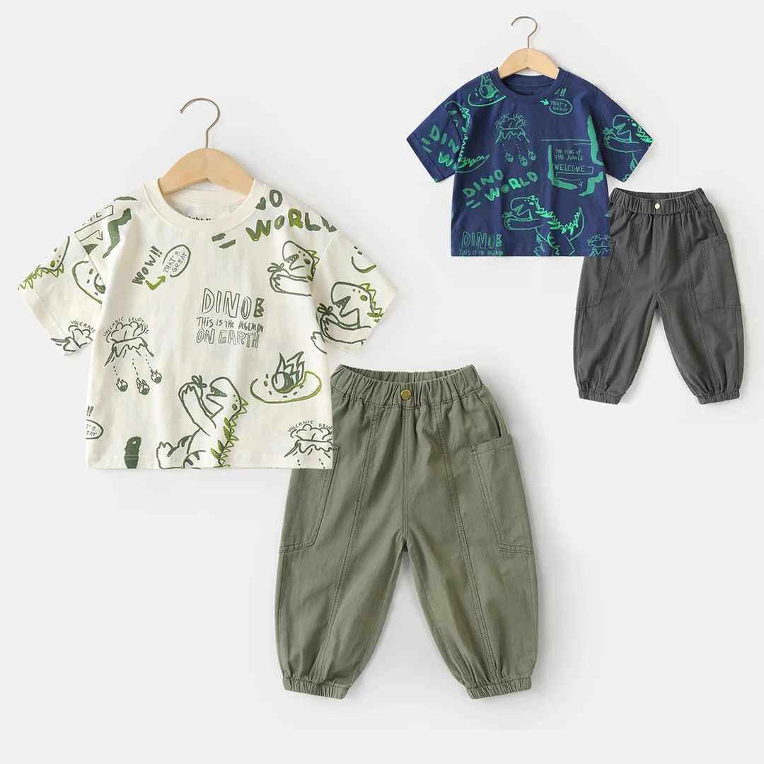 【纯棉短袖T恤搭配轻薄防蚊裤】男童夏装夏款童装儿童洋气UZ069