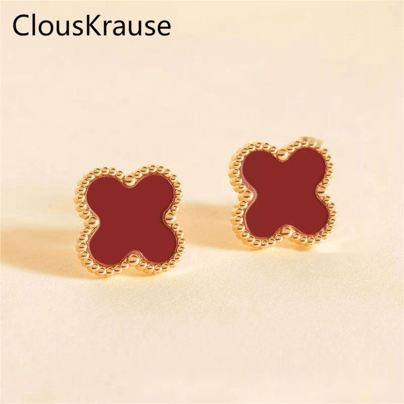 CLOUS KRAUSE 钛钢耳饰 气质时尚红色简约经典镶嵌轻奢百搭素款