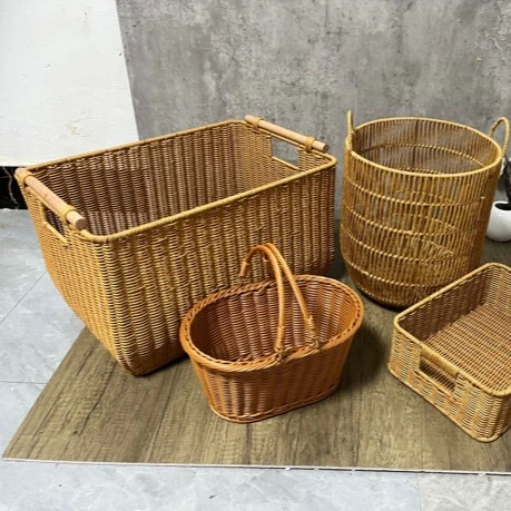 S02-1 【东润】家庭组合4件套收纳筐手工编织手提家用储物编篮