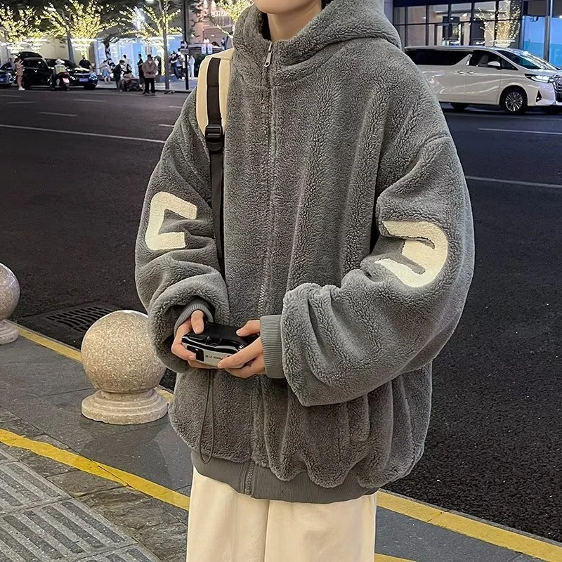 冬季棉服男潮牌ins港风羊羔毛加厚外套男宽松百搭棉衣男冬装棉袄