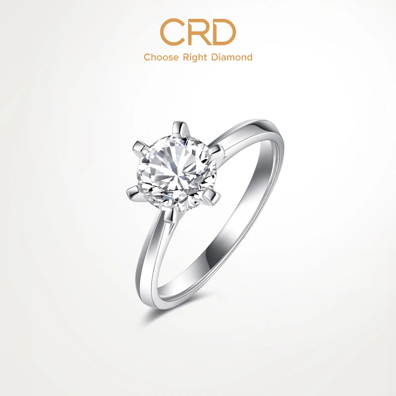 CRD克徕帝钻戒女铂金钻石轻奢戒指婚戒六爪经典时尚气质浪漫戒指