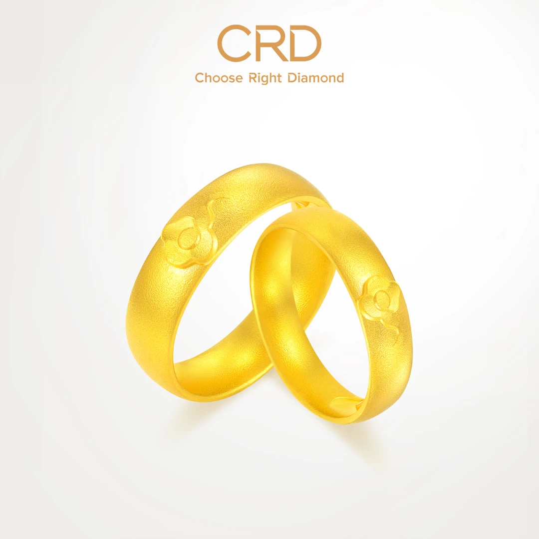 CRD克徕帝足金999对戒祥云实心古法活口黄金戒指情侣戒三金五金