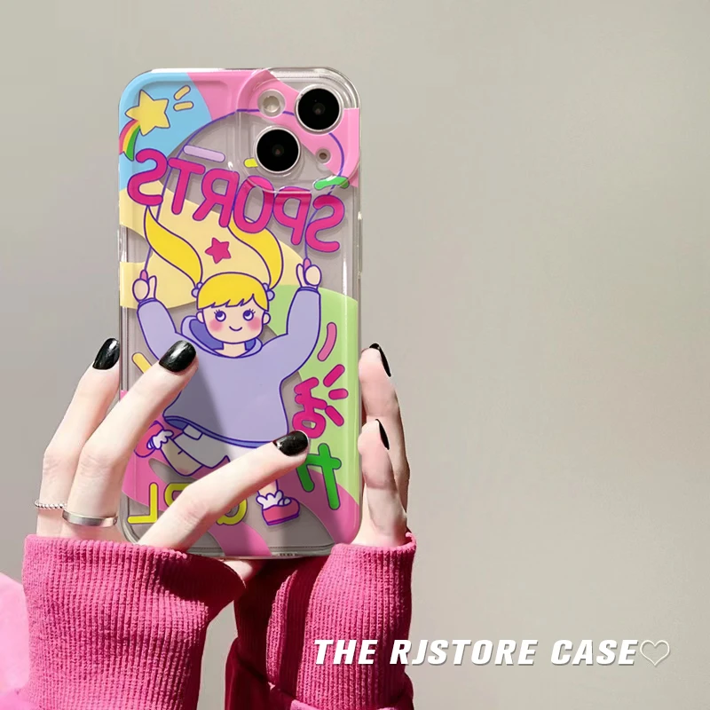 创意可爱跳绳女孩iPhone13promax苹果14手机壳11新款12透明xr防摔
