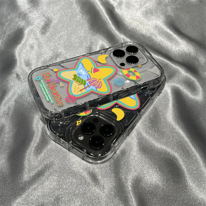夏日五角星沙滩苹果14promax手机壳iPhone13全包12/11软套xr透明