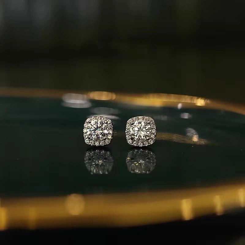 铜合金耳饰 B简约精致耳钉几何个性百搭通勤双十一方形耳饰E030