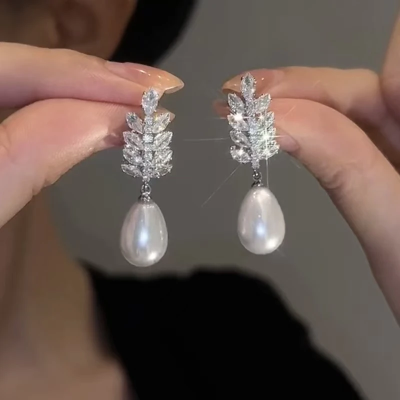 铜合金耳饰 轻奢气质时尚百搭麦穗水滴耳钉精致优雅复古耳饰K1962