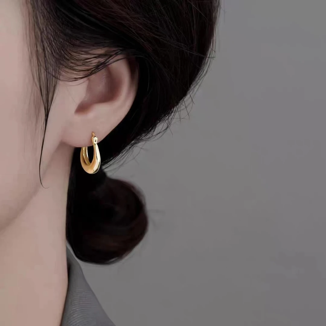 铜合金耳饰 复古简约U形耳圈百搭小巧气质时尚国风小众耳饰E1803