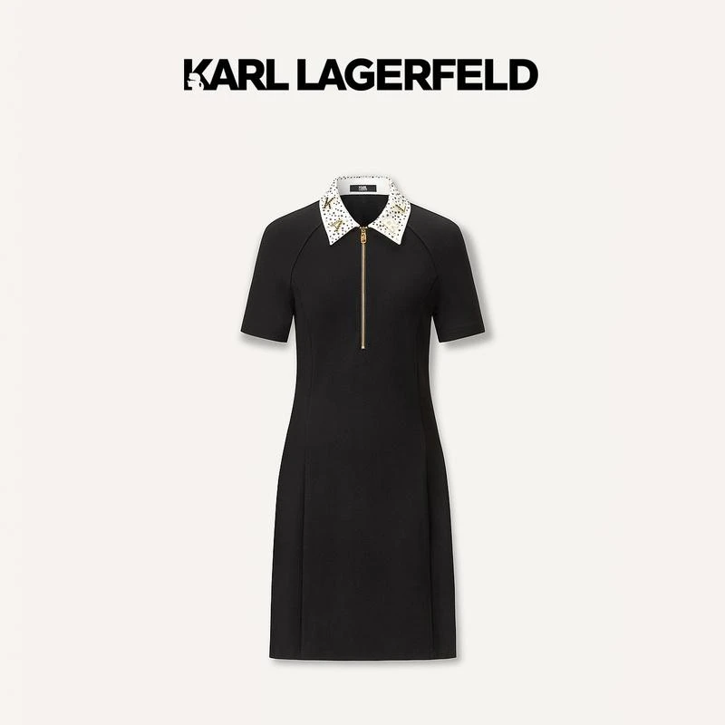KARL LAGERFELD卡尔拉格斐夏款撞色彼得潘领连衣裙K26E1315