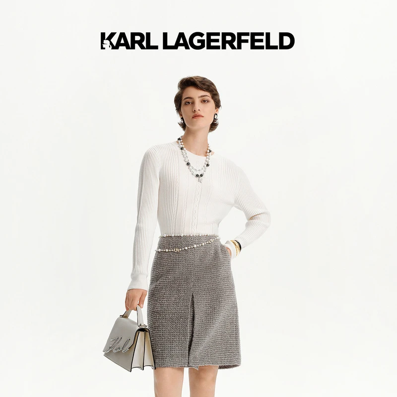 KARL LAGERFELD卡尔拉格斐2024冬季新款绞花套头衫老佛爷K27L2352