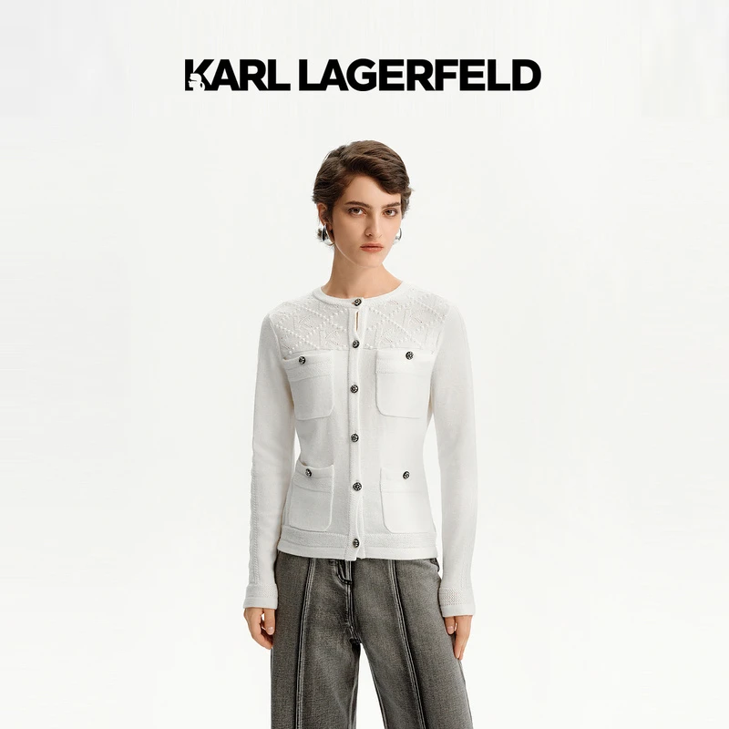 KARL LAGERFELD卡尔拉格斐2024冬季新款针织开衫老佛爷K27L2246