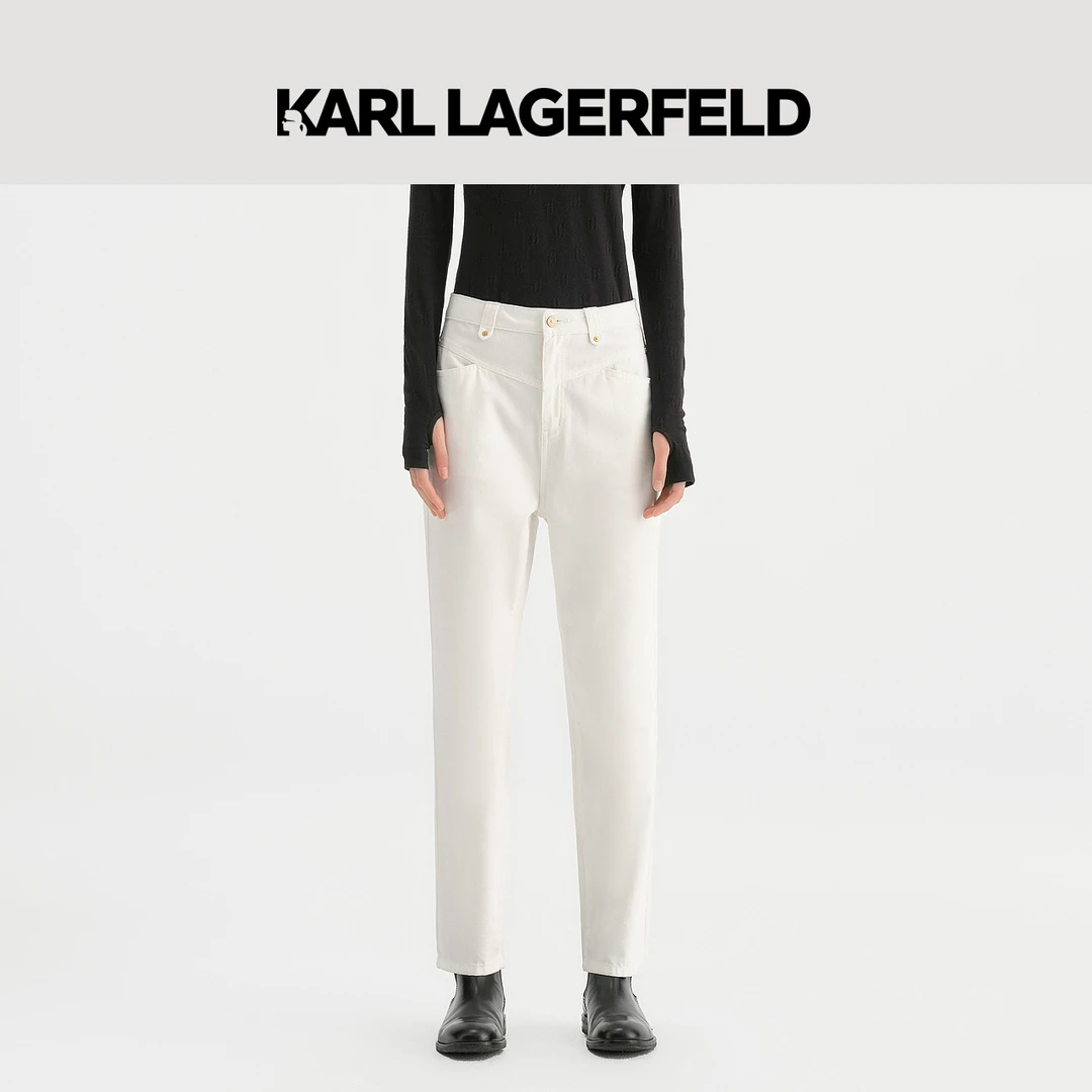 【晨粉专享价】KARL LAGERFELD2023夏季新款高腰直筒裤236L1153