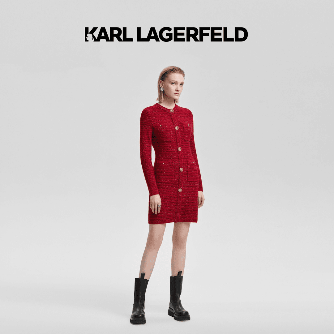 【S码-现】KARL LAGERFELD卡尔拉格斐新款粗花呢连衣裙女E36W1340