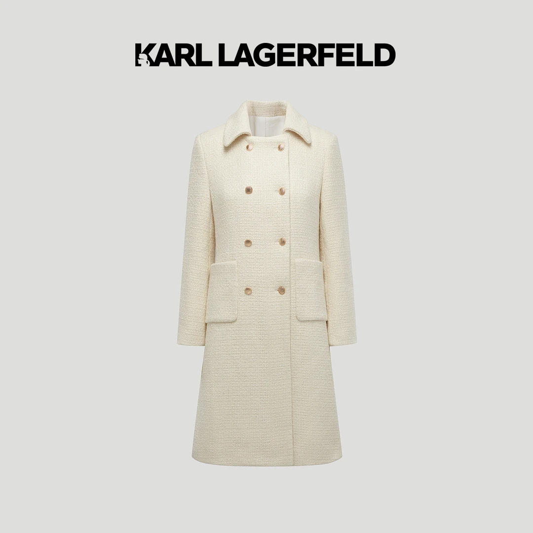 KARL LAGERFELD卡尔拉格斐2022秋冬翻领双排扣羊毛大衣E27L1593