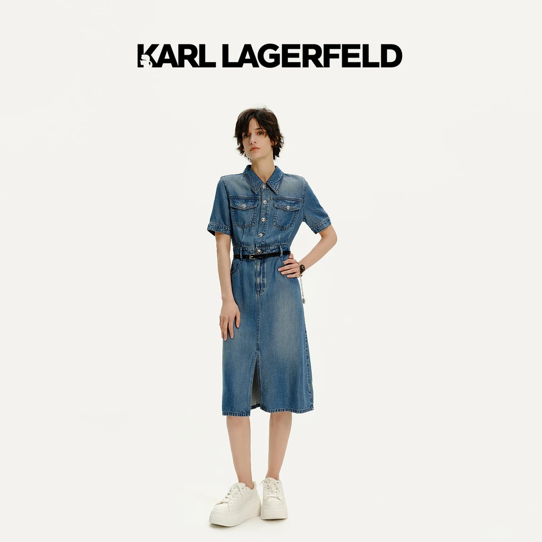 【尤莱特】KARL LAGERFELD卡尔拉格斐2024夏季牛仔连衣裙M22E1369