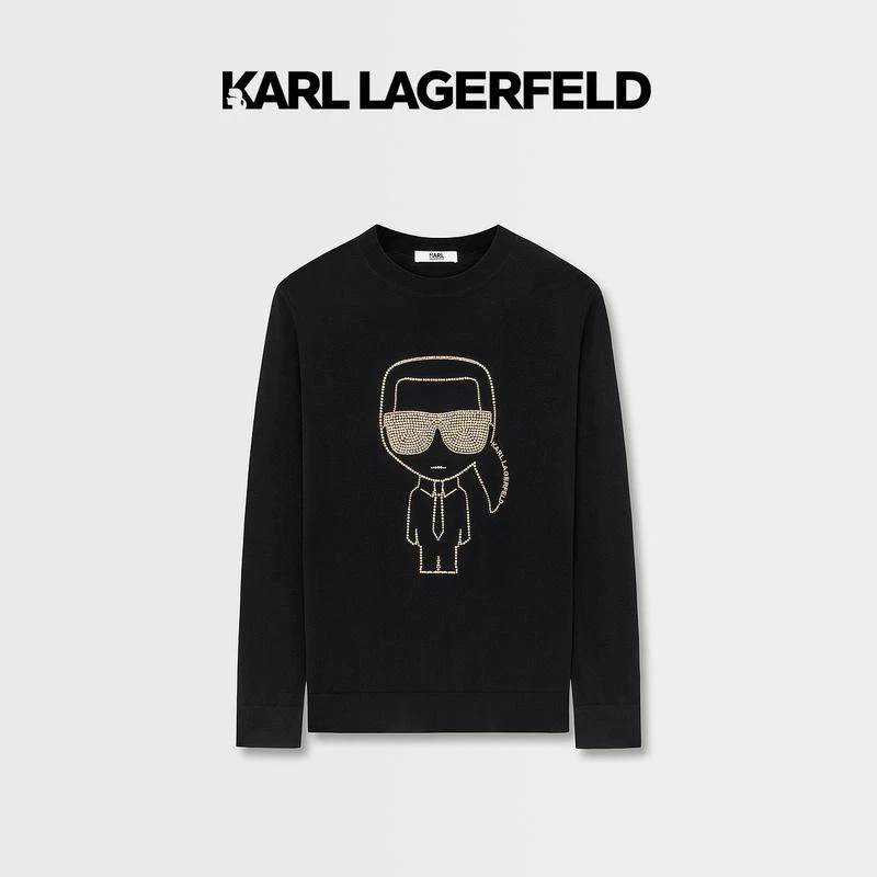 KARL LAGERFELD卡尔拉格斐2023秋karllogo钉珠羊毛衫1K1B51001222