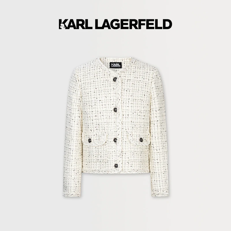 KARL LAGERFELD卡尔拉格斐秋季纽扣装饰白色夹克E36W1498