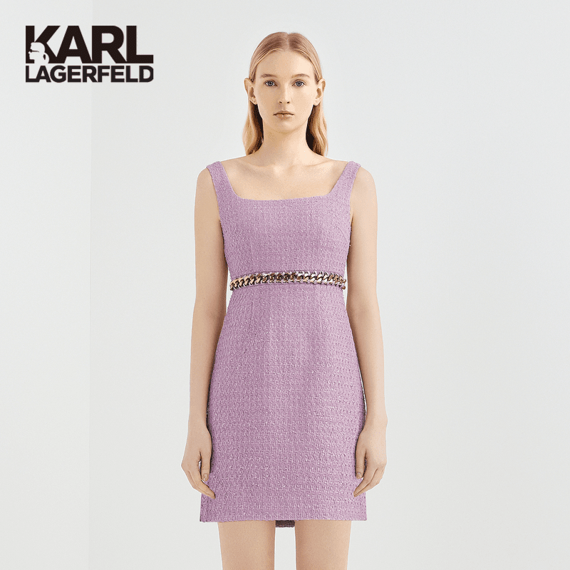 【优价】KARL LAGERFELD卡尔拉格斐新款紫色花呢背心短裙221L1312