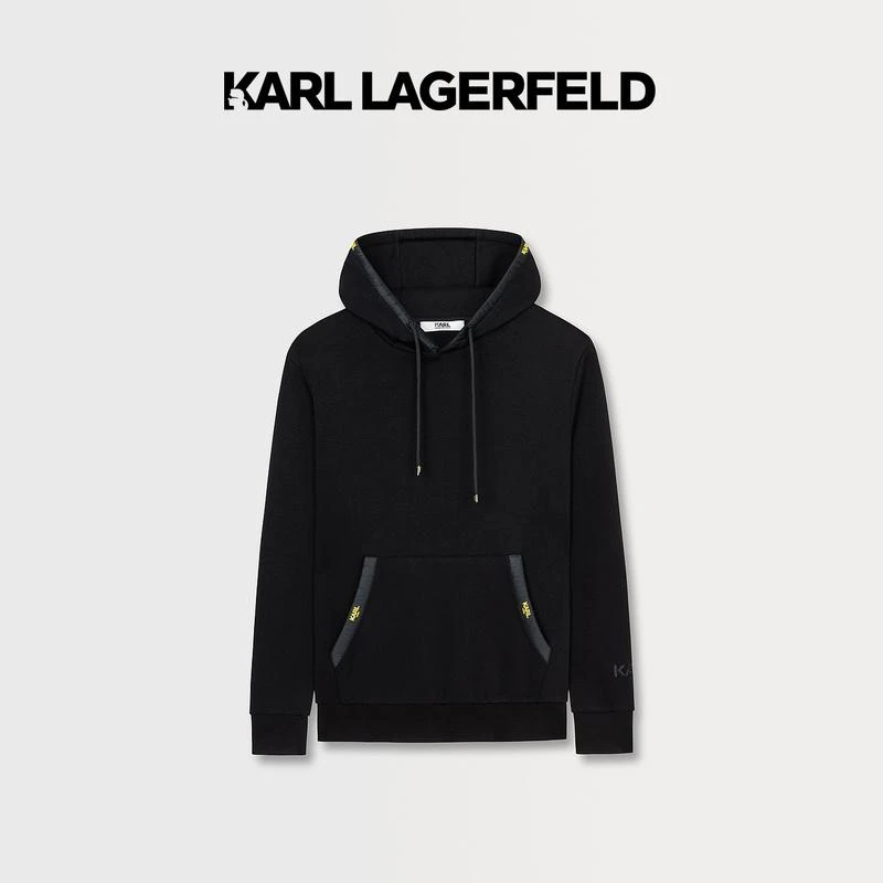 KARL LAGERFELD卡尔拉格斐2023秋KL印花抽绳连帽卫衣1K1B50603097
