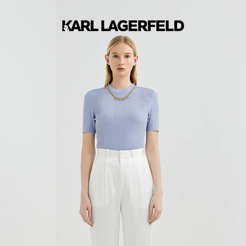 KARL LAGERFELD卡尔拉格斐2023新款打底针织短袖老佛爷221L2028