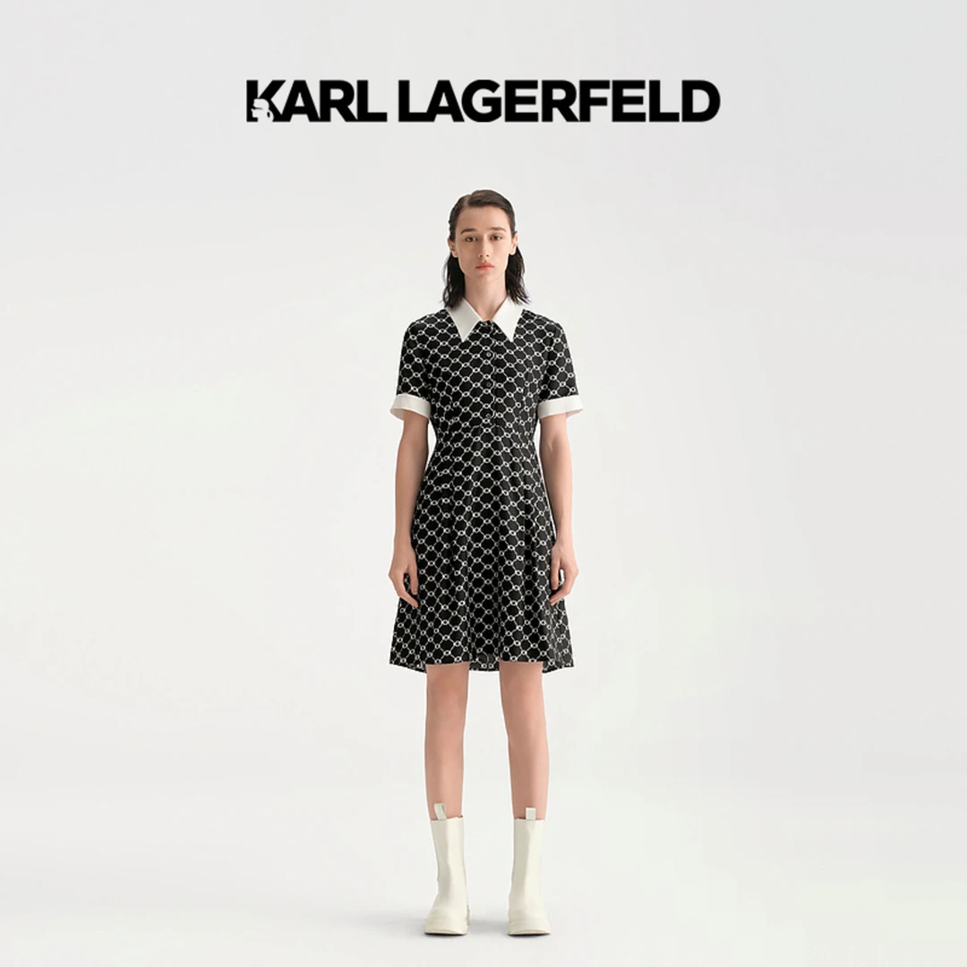 【美拉德风】KARL LAGERFELD卡尔拉格斐23夏新款老花连衣裙E33L1386