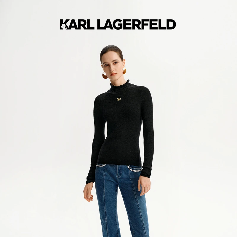 KARL LAGERFELD卡尔拉格斐2024秋季新款修身针织衫老佛爷K27E2305