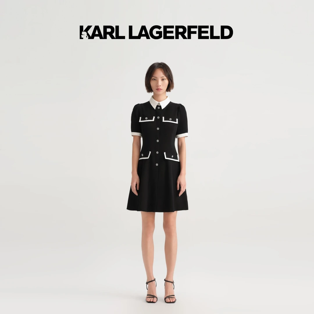 【臻享】KARL LAGERFELD卡尔拉格斐23款短袖连衣裙老佛爷E32L1346