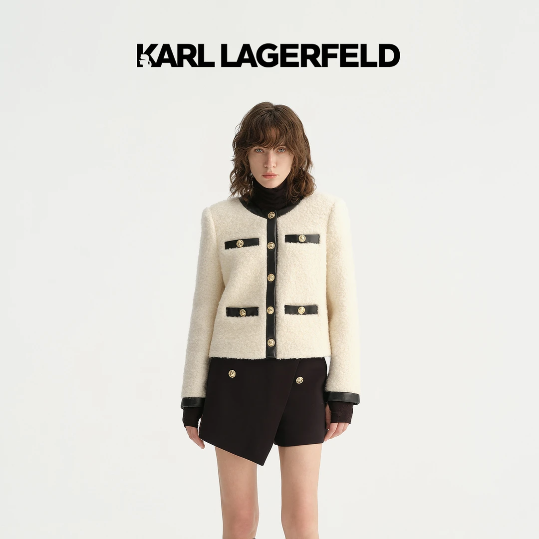 KARL LAGERFELD卡尔拉格斐秋季新款拼接小香风外套老佛爷E37W1560