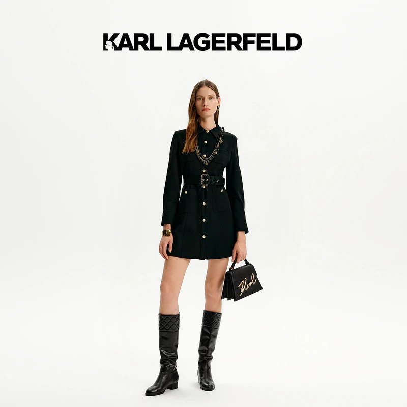 KARL LAGERFELD卡尔拉格斐2024秋季新款连衣裙老佛爷K27E1307
