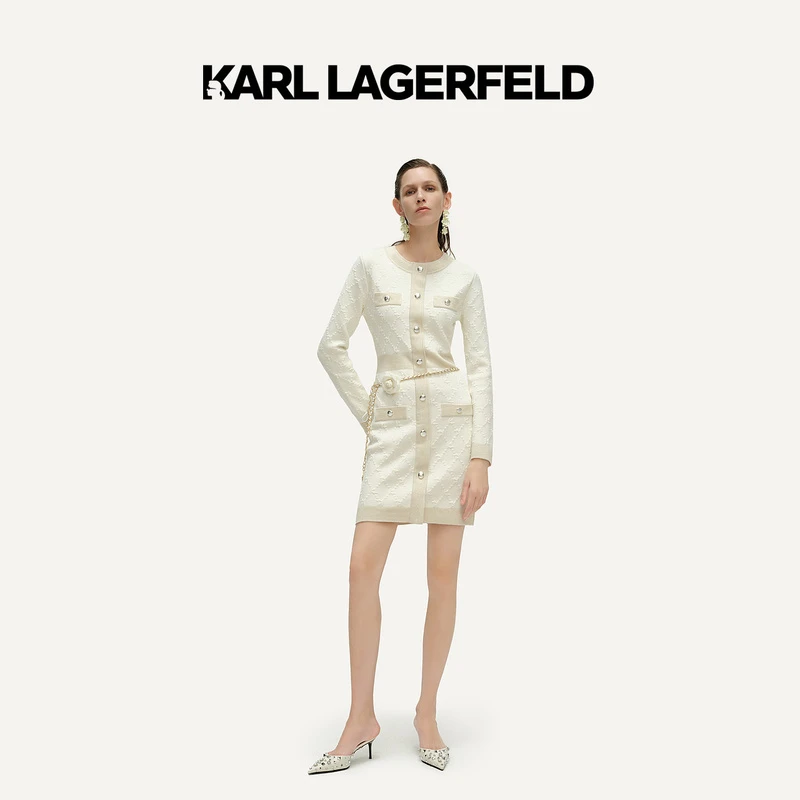 KARL LAGERFELD卡尔拉格斐2024早春新款针织连衣裙老佛爷241L1329
