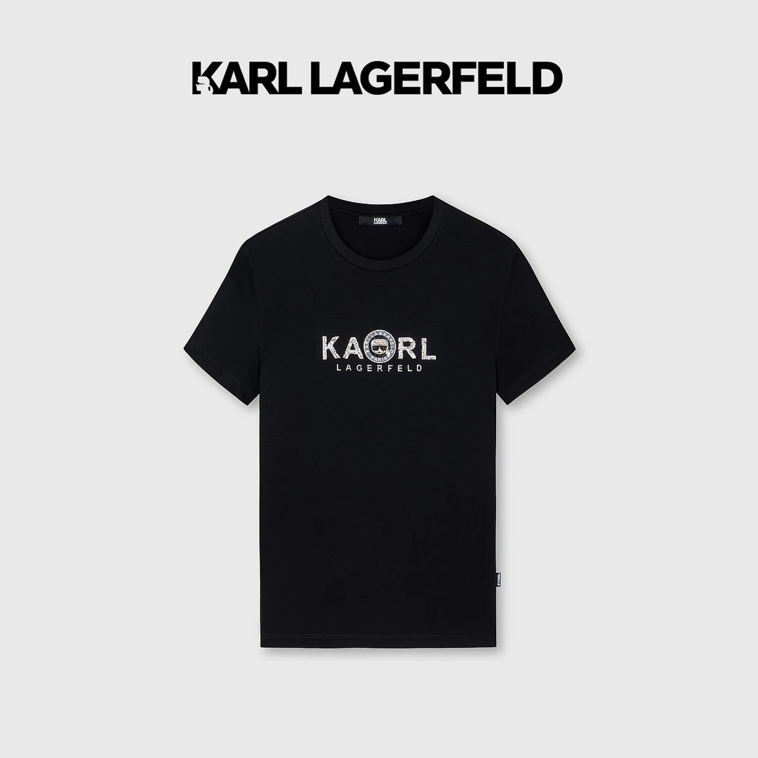 【小熊夫妇】KARL LAGERFELD镶钻短袖老佛爷E42M1706