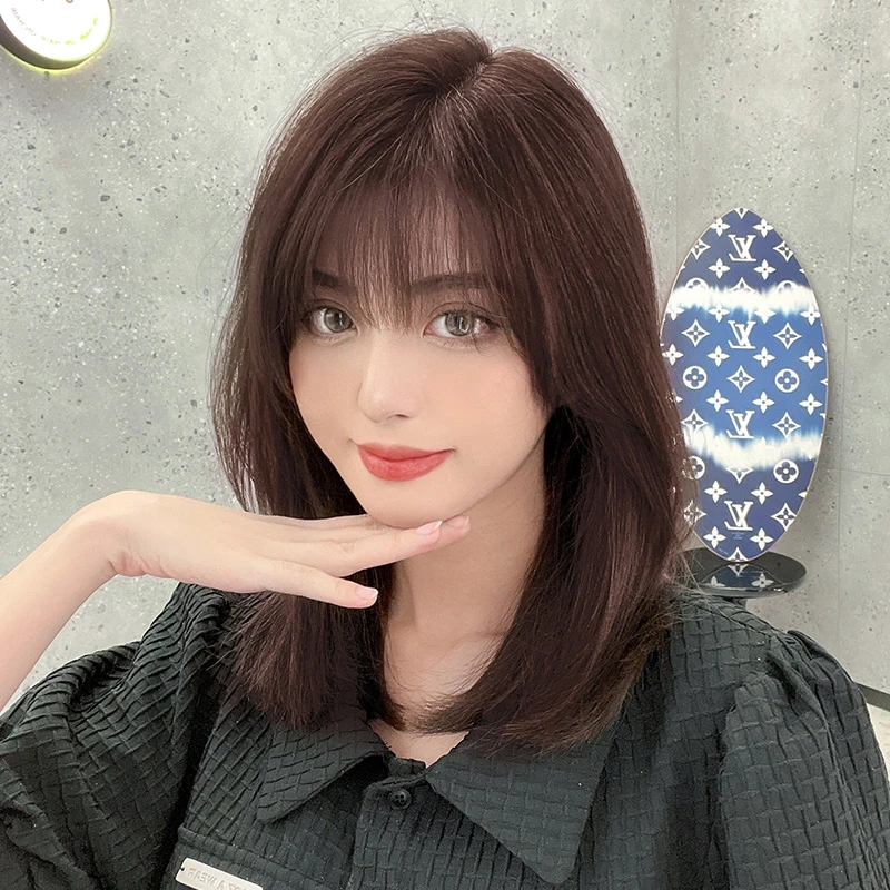 假发女长发真发全真人发全头头套自然短发时尚新款锁骨发型假发套