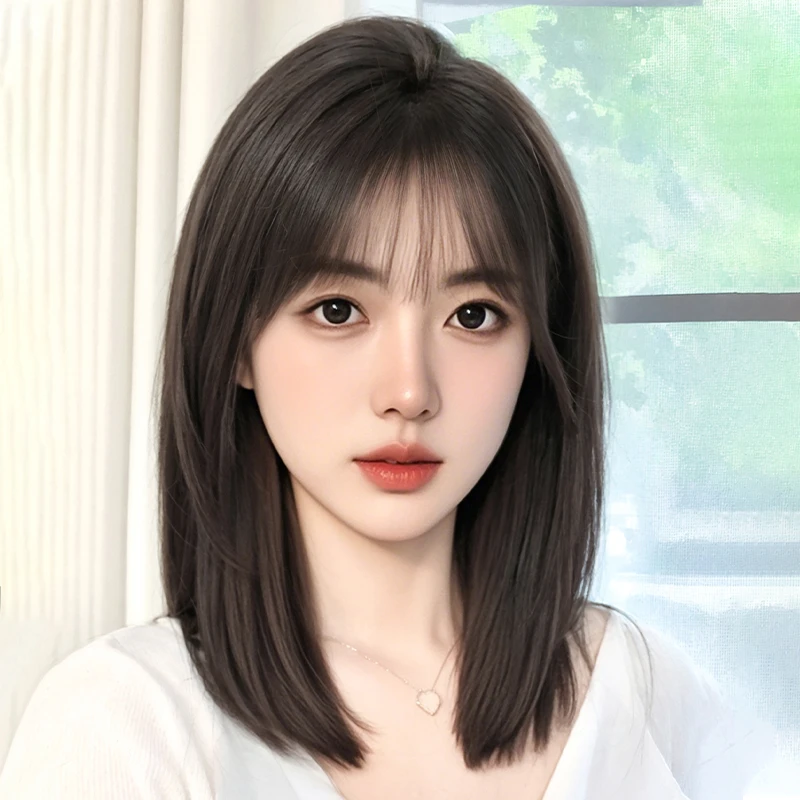 君知否夏款假发锁骨发修饰脸型轻薄透气全真人发丝假发女款全头套