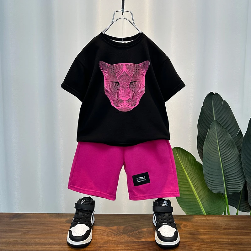 男童套装夏装2024新款儿童夏季酷帅短袖小孩衣服男孩痞帅炸街童装