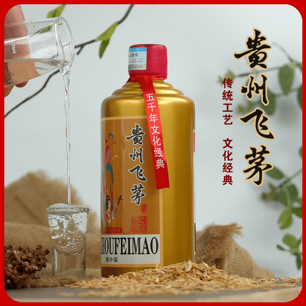 南山行贵州飞茅酒【两瓶装送礼袋】经典酱香型白酒礼盒装53度500ml