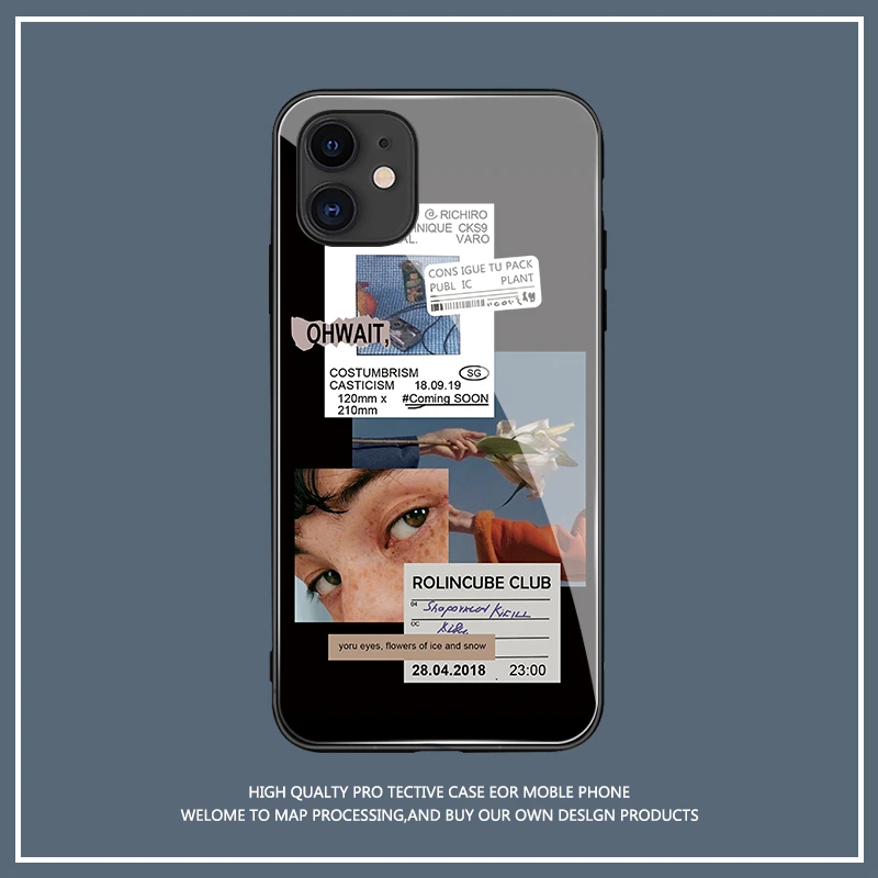 欧美插画苹果14/华为/小米13/vivo/oppo玻璃iPhone12promax手机壳