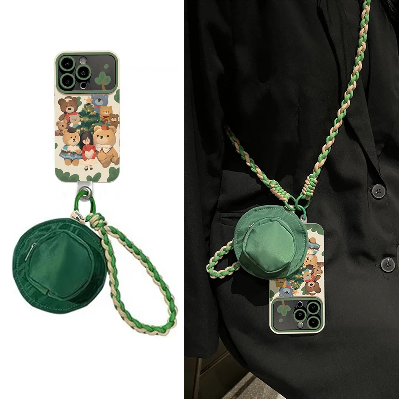 小熊玩偶零钱包适用iPhone15promax苹果13手机壳14斜挎12大视窗11