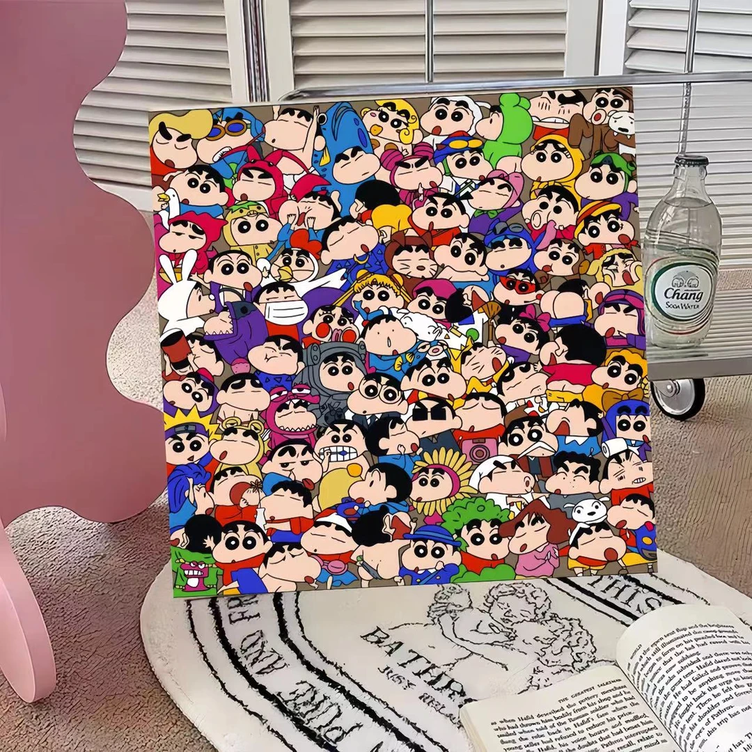 30*30CM50*50CM蜡笔小新叠叠乐diy数字油画手工填色丙烯画零基础