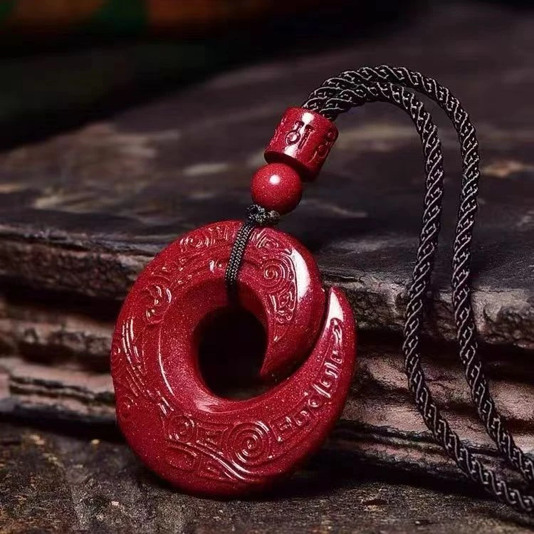 含辰砂工艺品高含量保真朱砂云扣吊坠紫金砂饰品项链男生女士礼物