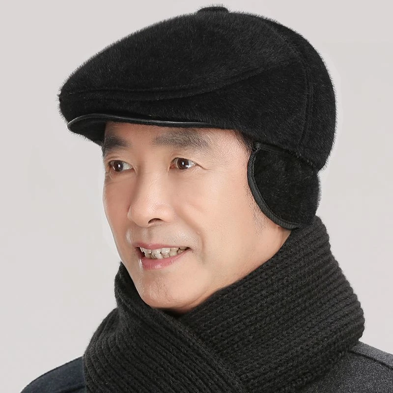 中老年人帽子男士秋冬季鸭舌帽保暖加绒前进帽护耳爷爷老头爸爸帽